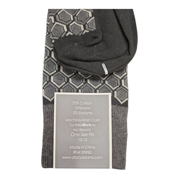 STACY ADAMS MENS FEATHER OPTIC PATTERN DRESS SOCK. BLACK CHARCOAL SAS 353-6 - Picture 3 of 3